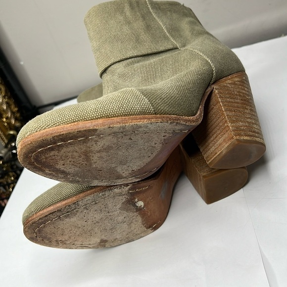 Rag & Bone Sz 7.5 Newbury Canvas Leather Lined Back Zip Low Heel Ankle Booties - Picture 7 of 11